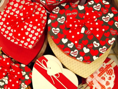 hearted gift boxes on the Valentine's Day. surprise love boxes