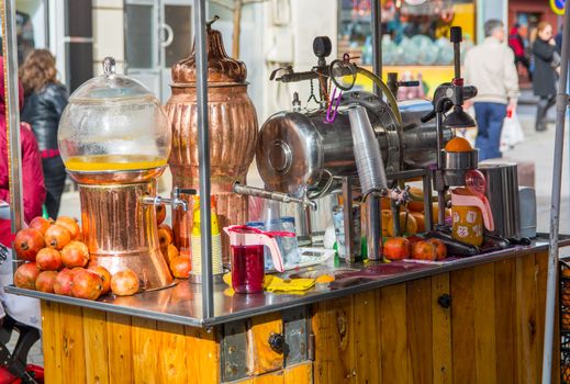 siphon lemonade sales counter. Sifon Lemonade, which is native to Eskişehir and made naturally from famous Kalabak water, carbon dioxide gas, orange and lemon juice,