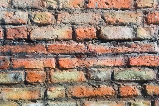 Old red brick as background or texture. Isolated colorful background. Field for your text