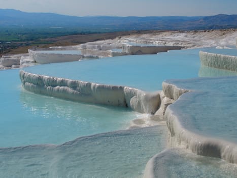 cotton castle travertines.
a wonder of nature that occurs by thermal waters. UNESCO World Heritage List