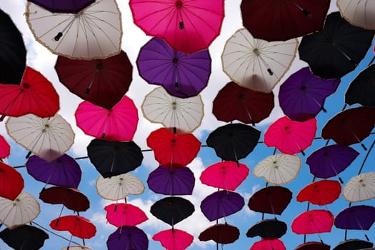 ceiling with colorful umbrellas.ceiling with colorful umbrellas