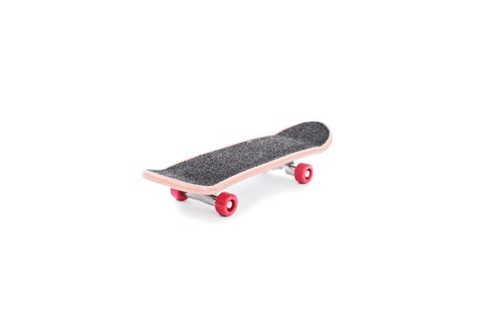 Close up shot of a skateboard, isolated on white background.