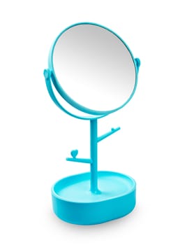 Blue makeup mirror isolated on white background, Save clipping path.