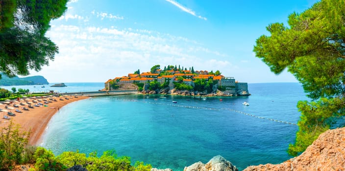 Beach near the island of Sveti Stefan