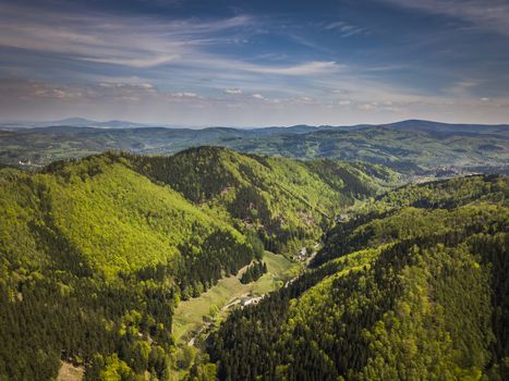Valley of Rybna - Suche Mountains in Sudetes Poland