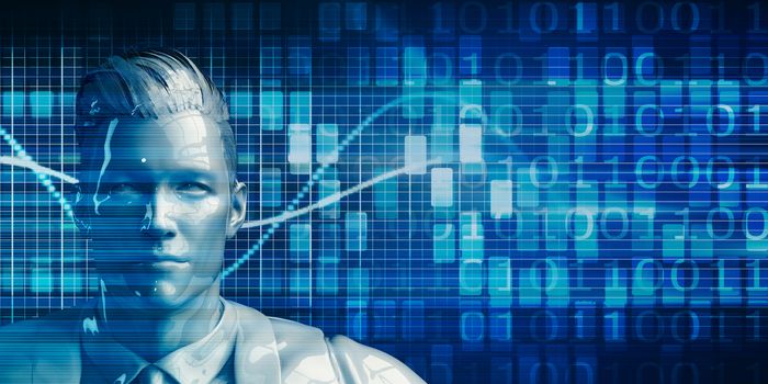 Business Man Using Data Analytics Technology Concept Background