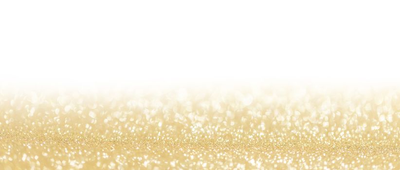 Abstract shining glitters golden holiday bokeh background with white copy space for text