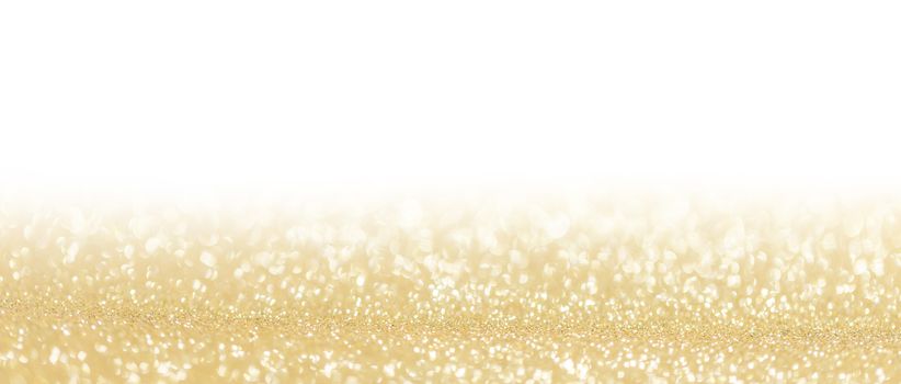 Abstract shining glitters golden holiday bokeh background with white copy space for text