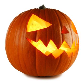 Glowing Halloween Pumpkin isolated on white background