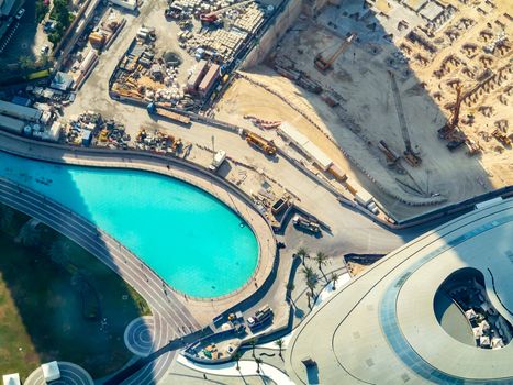 View down from the tallest building in the world - Burj Khalifa Towers.