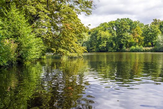 Lake of Schlossgarten Charlottenburg in Berlin. Germany.