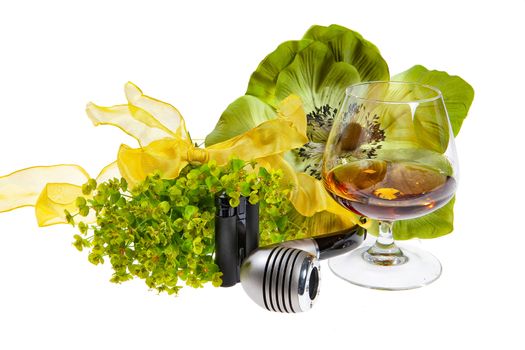 Glass with cognac on an isolated studio background