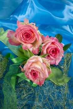 Bouquet with flowers on a studio background