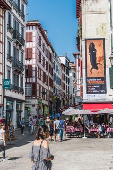 Coffee terrace in the historic and cultural city center of Bayonne, Pyrénées-Atlaniques, France