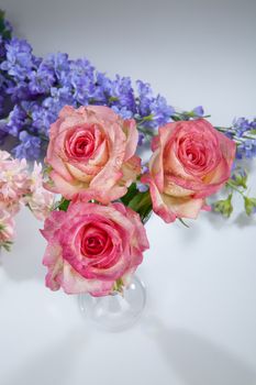 Bouquet with flowers on a studio background