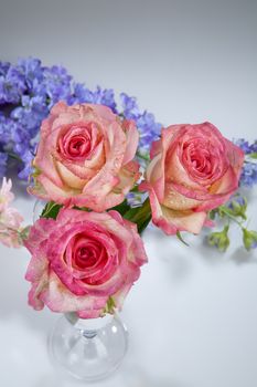Bouquet with flowers on a studio background