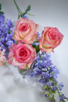 Bouquet with flowers on a studio background
