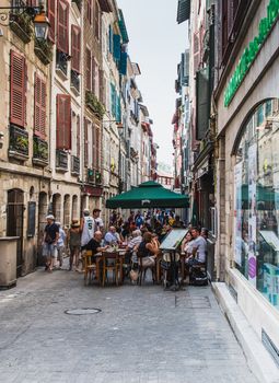 Coffee terrace in the historic and cultural city center of Bayonne, Pyrénées-Atlaniques, France