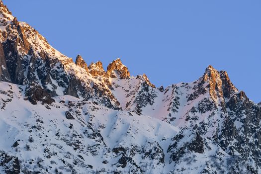 The beautiful snow covered mountains around Passo Tonale in winter, Italy.