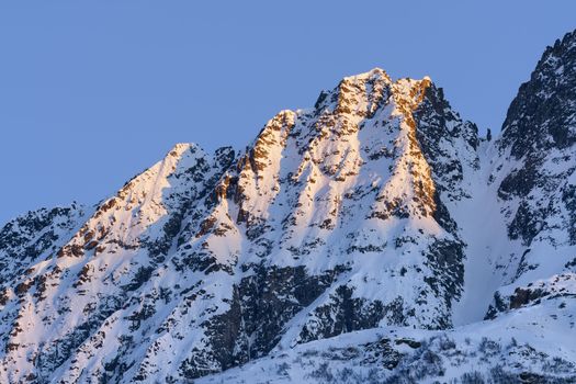 The beautiful snow covered mountains around Passo Tonale in winter, Italy.