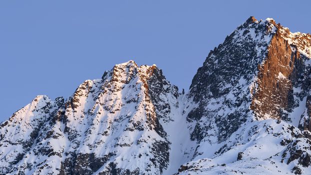 The beautiful snow covered mountains around Passo Tonale in winter, Italy.