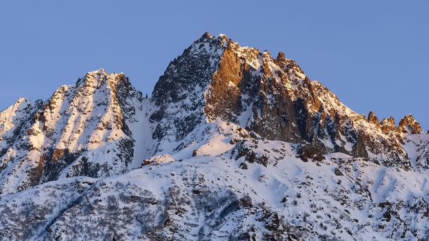 The beautiful snow covered mountains around Passo Tonale in winter, Italy.