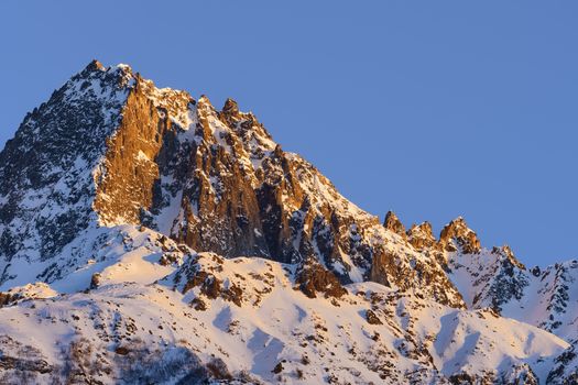 The beautiful snow covered mountains around Passo Tonale in winter, Italy.