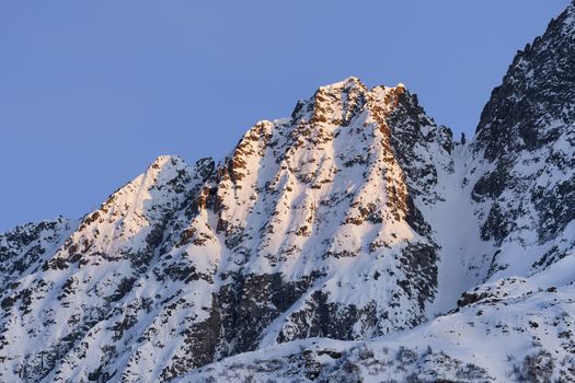 The beautiful snow covered mountains around Passo Tonale in winter, Italy.