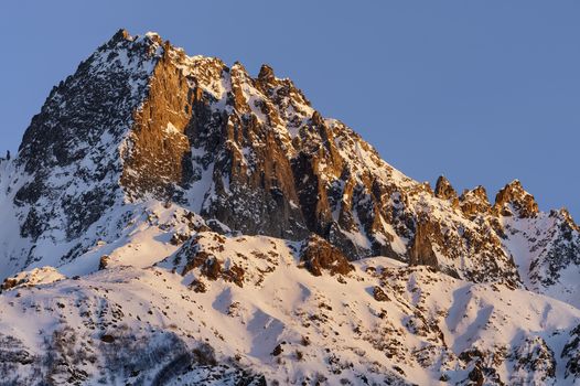 The beautiful snow covered mountains around Passo Tonale in winter, Italy.