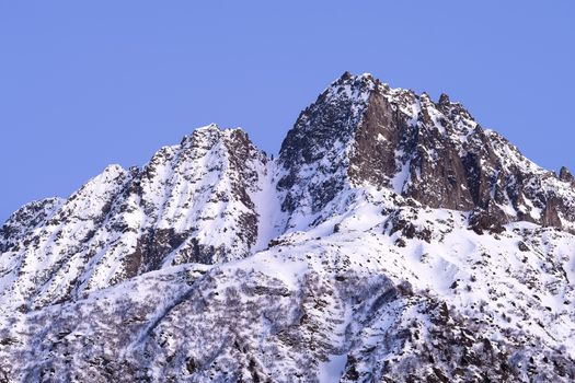 The beautiful snow covered mountains around Passo Tonale in winter, Italy.