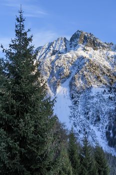 The beautiful snow covered mountains around Passo Tonale in winter, Italy.