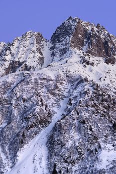 The beautiful snow covered mountains around Passo Tonale in winter, Italy.