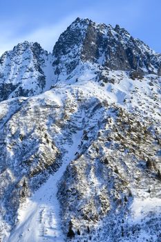 The beautiful snow covered mountains around Passo Tonale in winter, Italy.