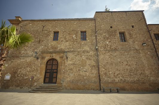 Wall of a historic building in the town of Butera in Sicily