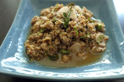 Thai food , Spicy minced fish salad