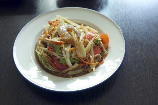 The famous local Thai street food ,Thai papaya salad or what we call " Somtum "