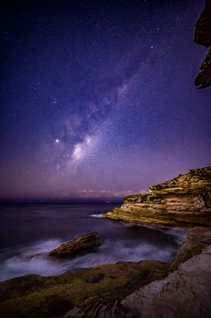 Milky Way stars shining brightly over Eastern Sydney Australia