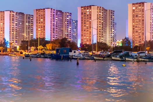 a wide cityscape shoot from izmir city - bright colors dominated. photo has taken at izmir/turkey.