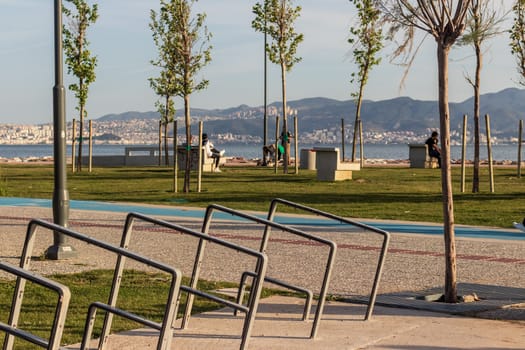 a wide green park scene from a aegean coast. photo has taken from izmir/turkey.