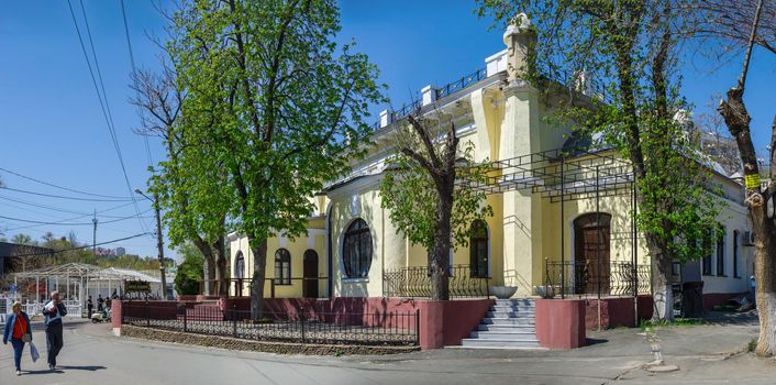 Odessa, Ukraine - 04.22.2019. Walking alley of shops and restaurants in Arcadia resort in Odessa, Ukraine, on a sunny spring day