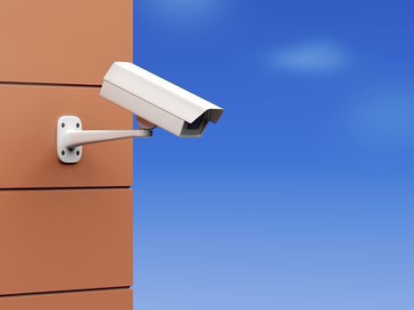 CCTV camera mounted on wall