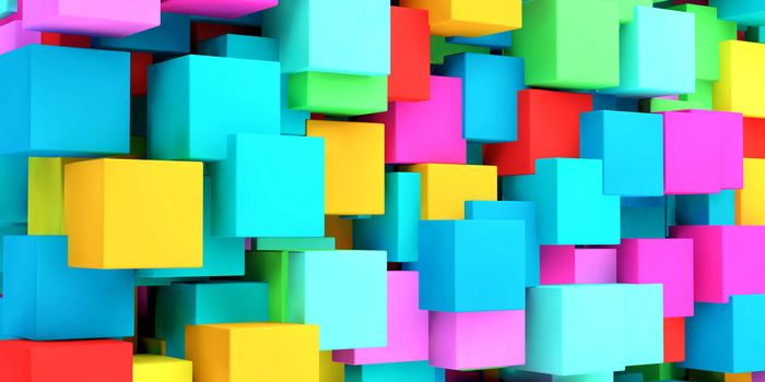 Poster with Random Cubes and Colors