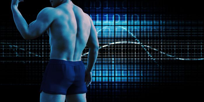 Fitness Man with Weight Management Training Abstract