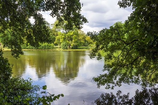 Lake of Schlossgarten Charlottenburg in Berlin. Germany.