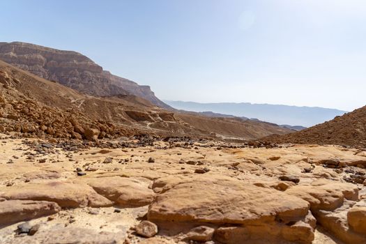 Hiking in desert nature landscape for health and vacation