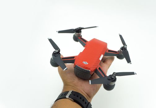 BANGKOK , THAILAND - JULY 29 , 2017 : DJI Spark drone start sell in Thailand, Spark is a mini drone from DJI.