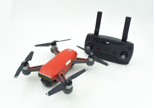 BANGKOK , THAILAND - JULY 29 , 2017 : DJI Spark drone start sell in Thailand, Spark is a mini drone from DJI.
