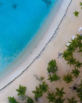 Aerial view of tropical beach.Samana peninsula,Bahia Principe beach,Dominican Republic.