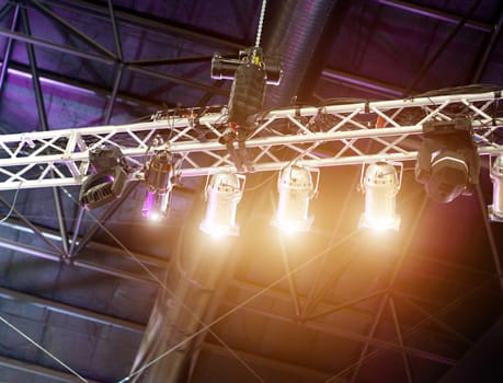 Multiple LED lights equipment on a Concert stage.