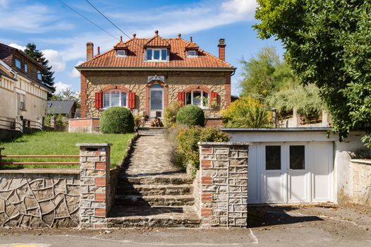 Brick house in the city of Virton in the province of Luxembourg in Belgium